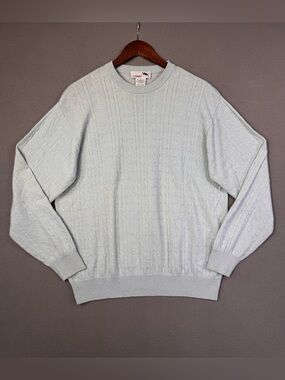 I. Levrieri Men’s Cashmere Silk Light Blue Cable Knit Sweater Pullover Italy, L